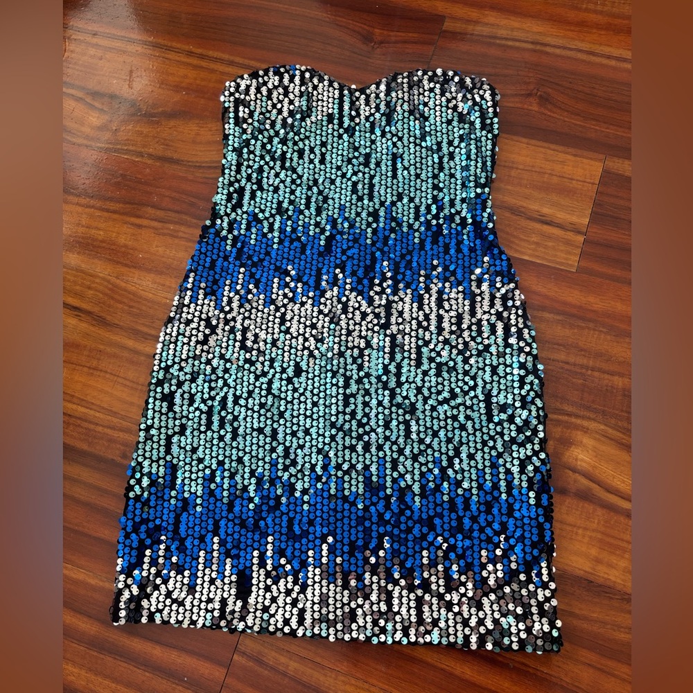 Sparkle Beautiful Blue Gradation Mini Dress